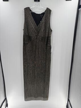 Connected Apparel Women's Sleeveless Metallic Maxi Dress - Black/Gold - 22W NWT